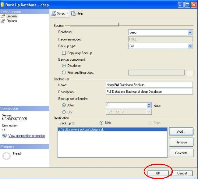 Create Full Database Backup in SQL Server 2008