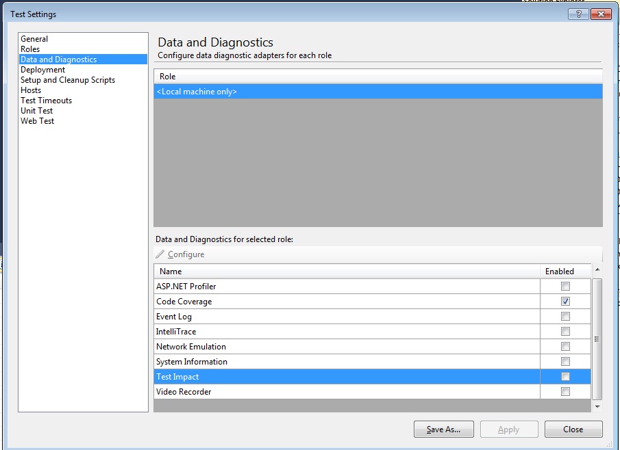 Using Test Impact Analysis in Visual Studio 2010