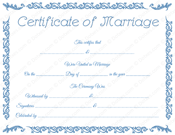 Printable Marriage Certificate Template Dotxes