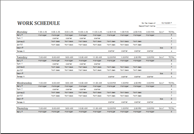 4 MS Word & Excel Customizable Schedule Templates Excel Templates