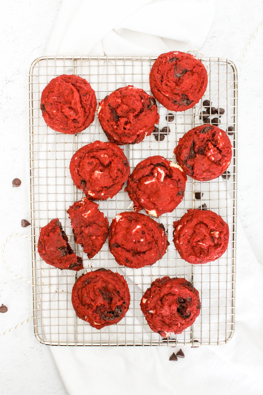 Red Velvet Chocolate Chip Cookies DoughEyed
