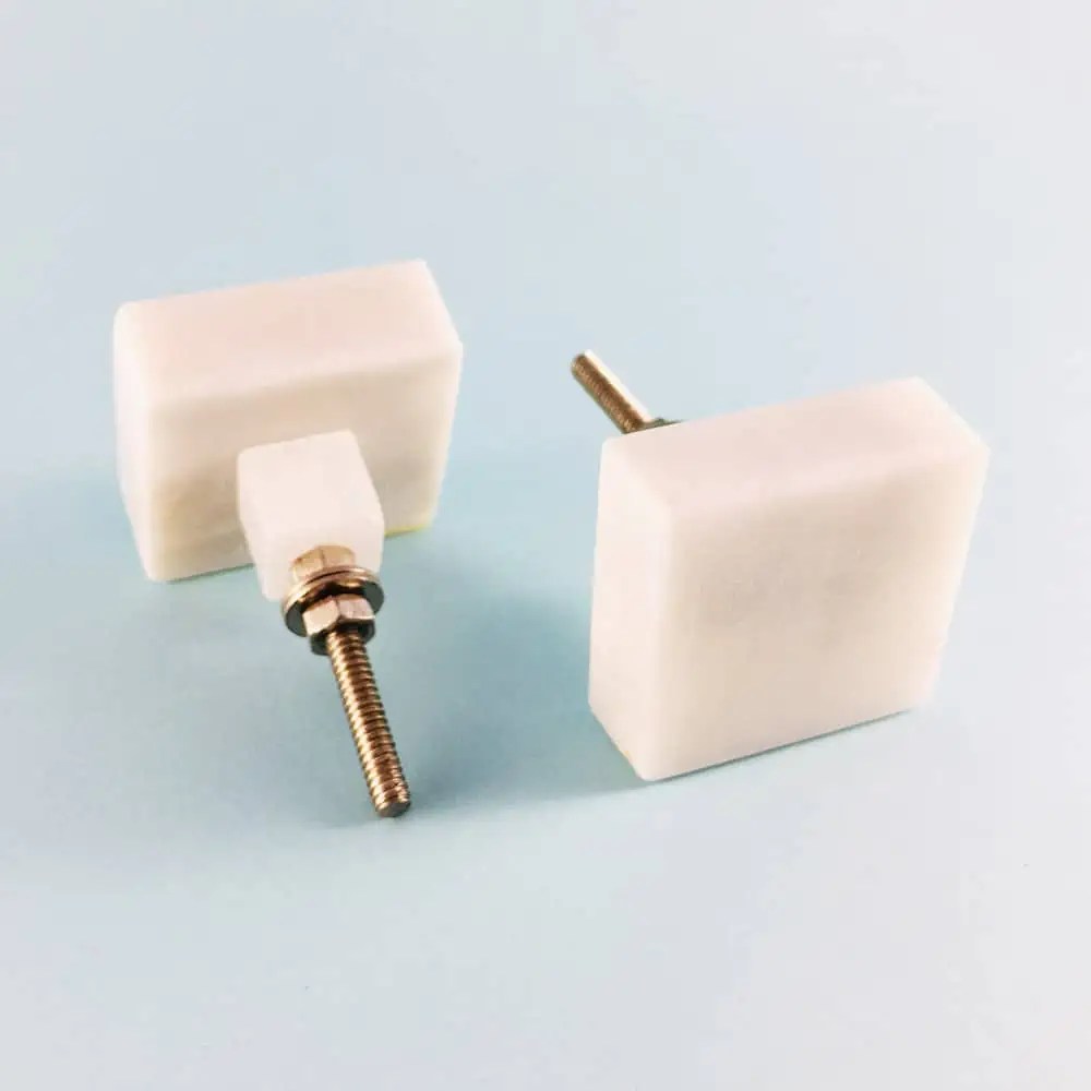 White Solid Square Marble Knob Shop for knobs online