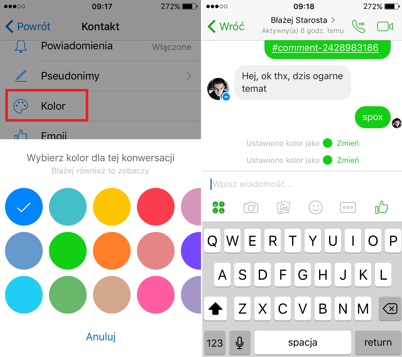Jak zmienić pseudonimy i kolory w Facebook Messenger