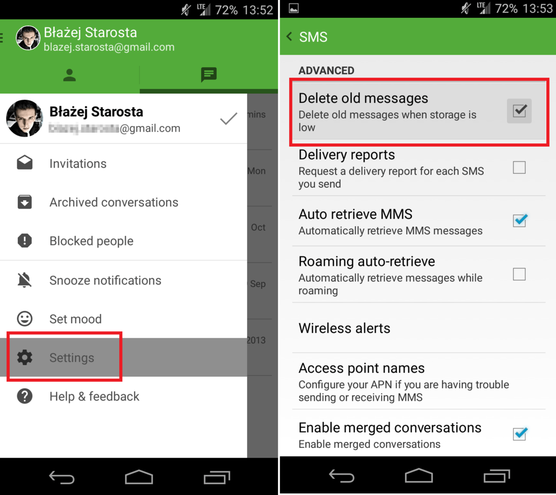How to remove old text messages on Android automatically