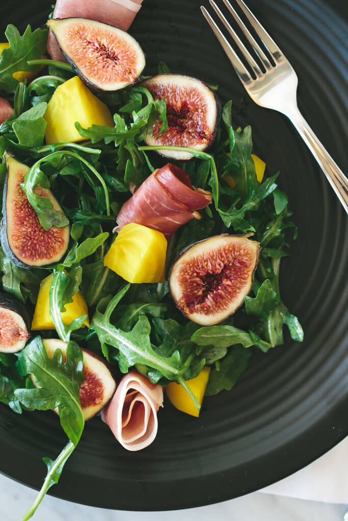 fig, golden beet and prosciutto salad