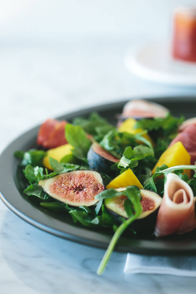 fig, golden beet and prosciutto salad