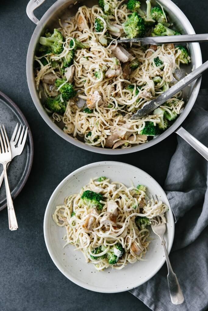 Parsnip Noodle Chicken Alfredo Downshiftology