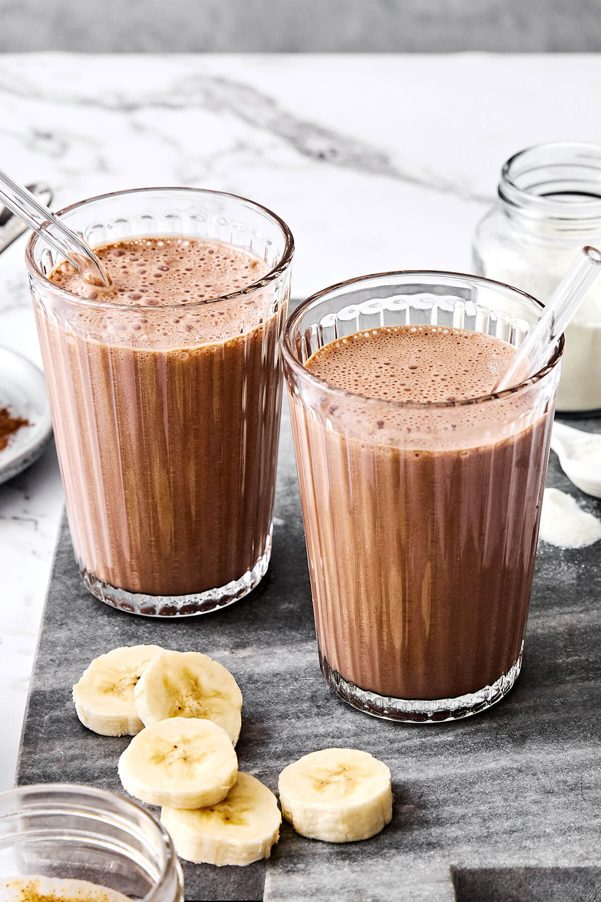 Chocolate collagen smoothie.