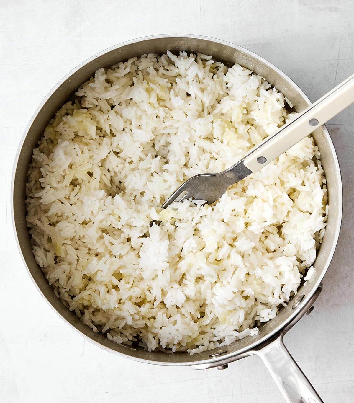 Cooked ginger rice in pot.
