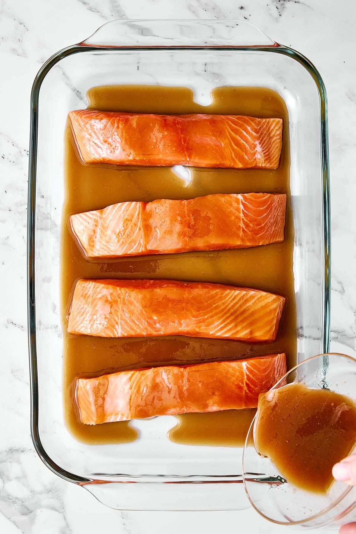 Marinating miso salmon.