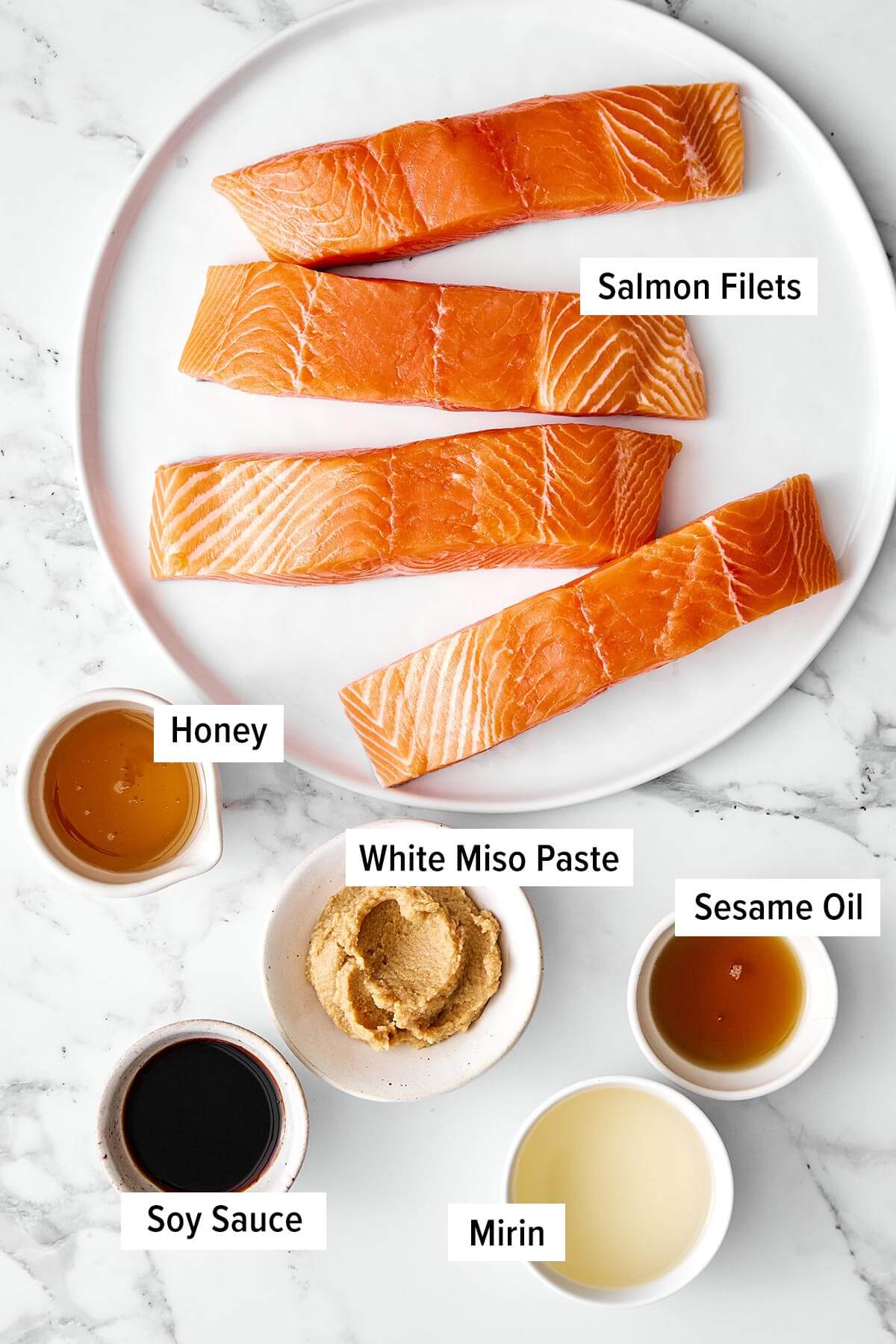 Ingredients for miso salmon.