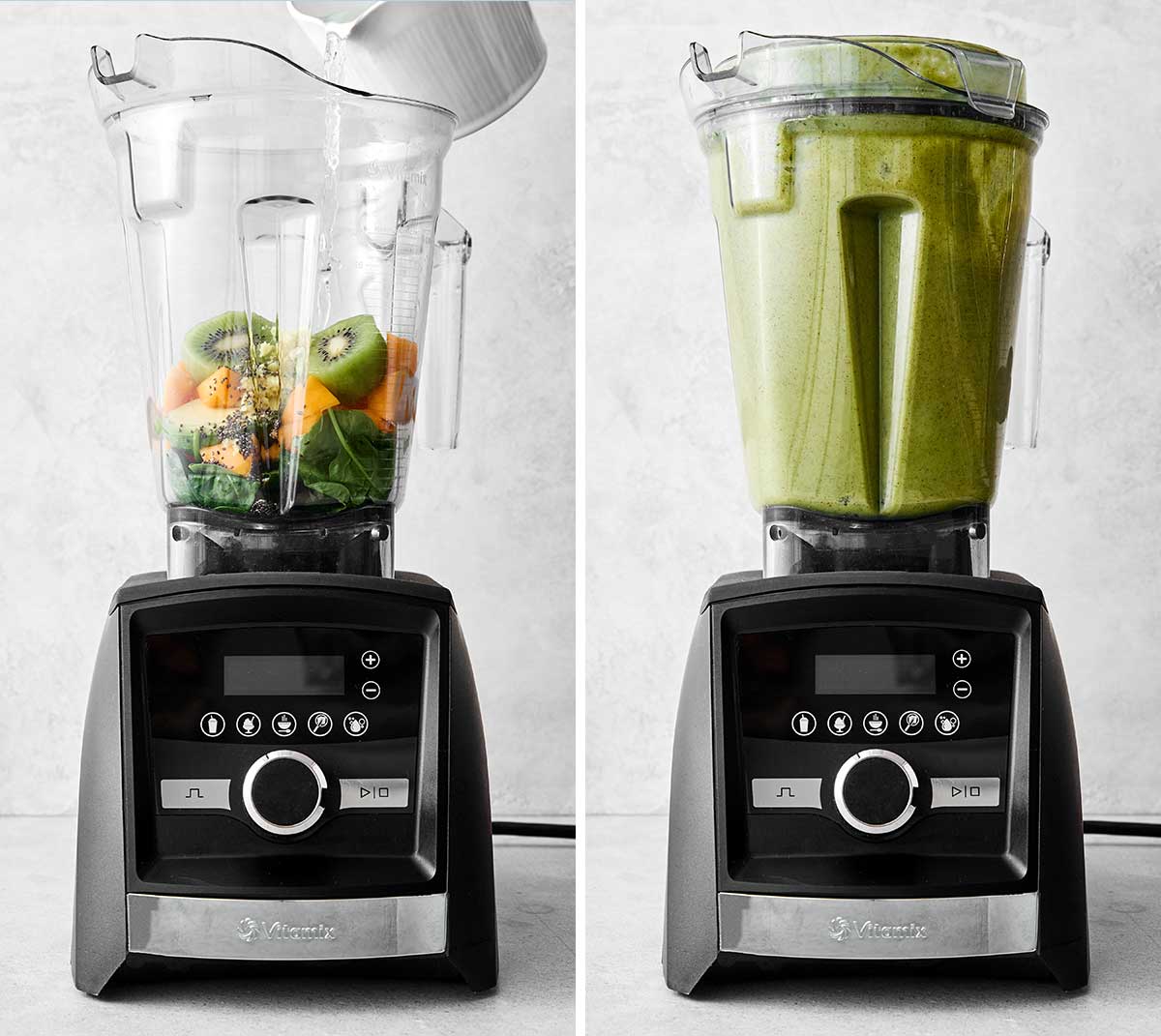 Packed with fiber-rich and hydrating ingredients, this tropical digestive smoothie is great for cleansing your gut and tastes delicious! Blending tropical digestive smoothie.