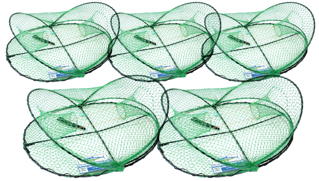 5 x Wilson Fold Up Yabby Opera House Nets Green