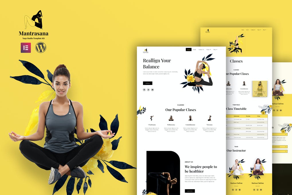 v1.0.0 Mantrasana Yoga Studio Elementor Template Kit Download Your