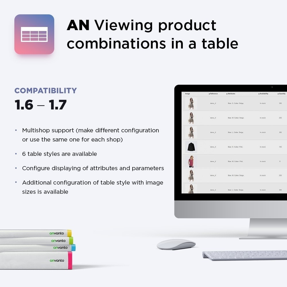v1.1.0 AN Display product combinations in a table Module
