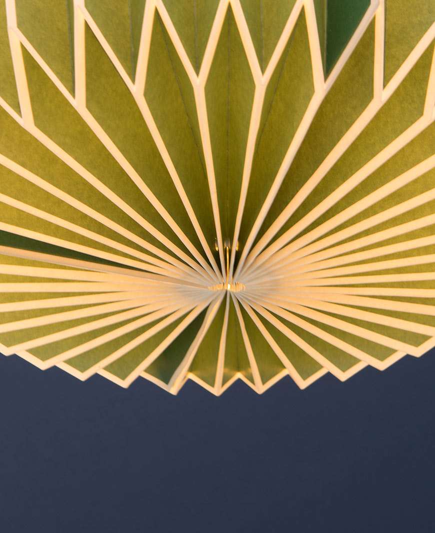 Concertina Green Dome Origami Paper Lampshade