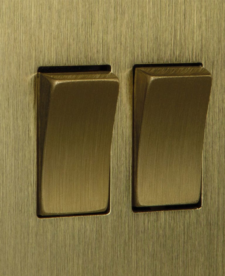 Double Light Switch Gold Available with 4 Different Rocker Colours