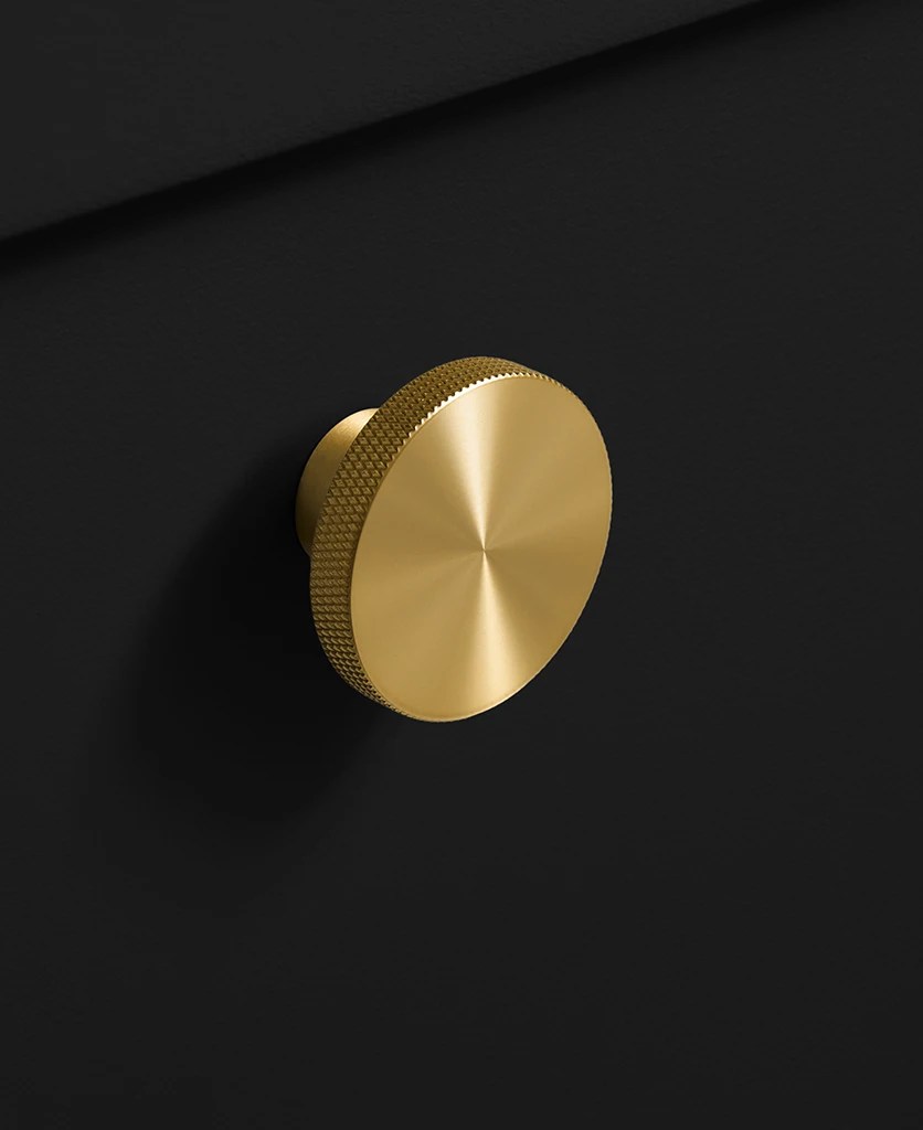 Raw Brass Modernist Cupboard Knob Dowsing & Reynolds