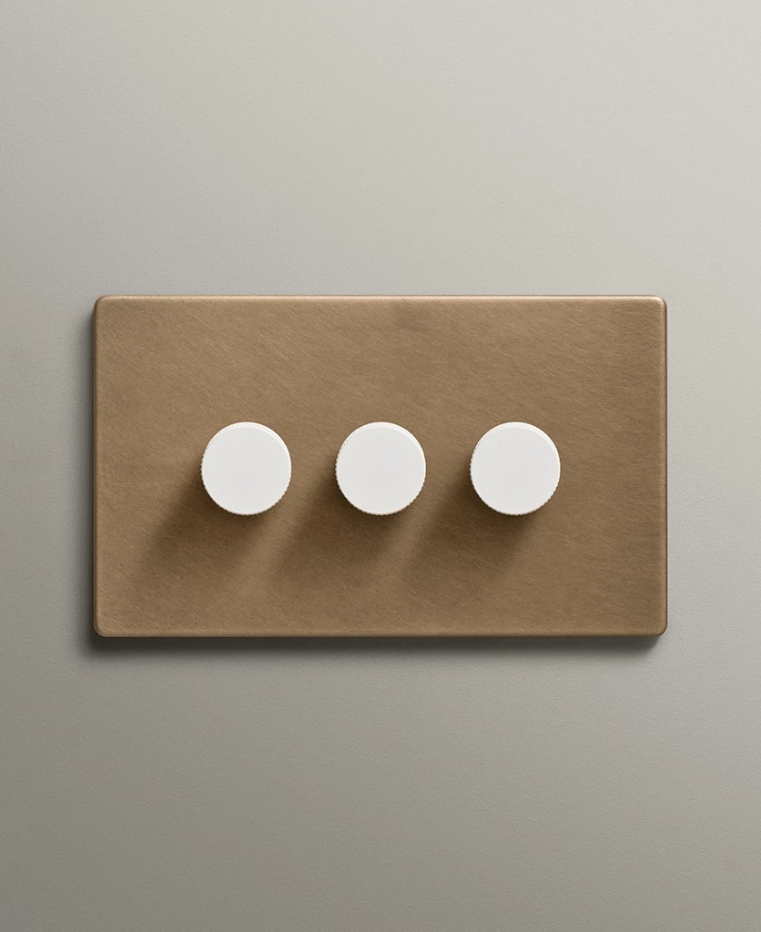Antique Brass Triple Dimmer Switch Dowsing & Reynolds