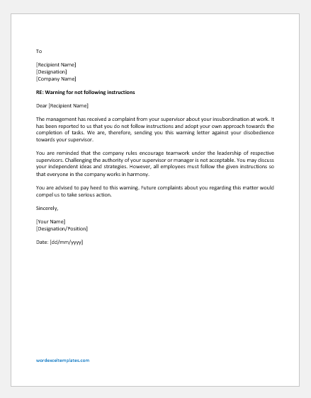 Employees first and last name this is a written warning being issued to you for willful idleness which is a violation of company policy. 8 Warning Letter To Employees For Various Reasons Document Hub