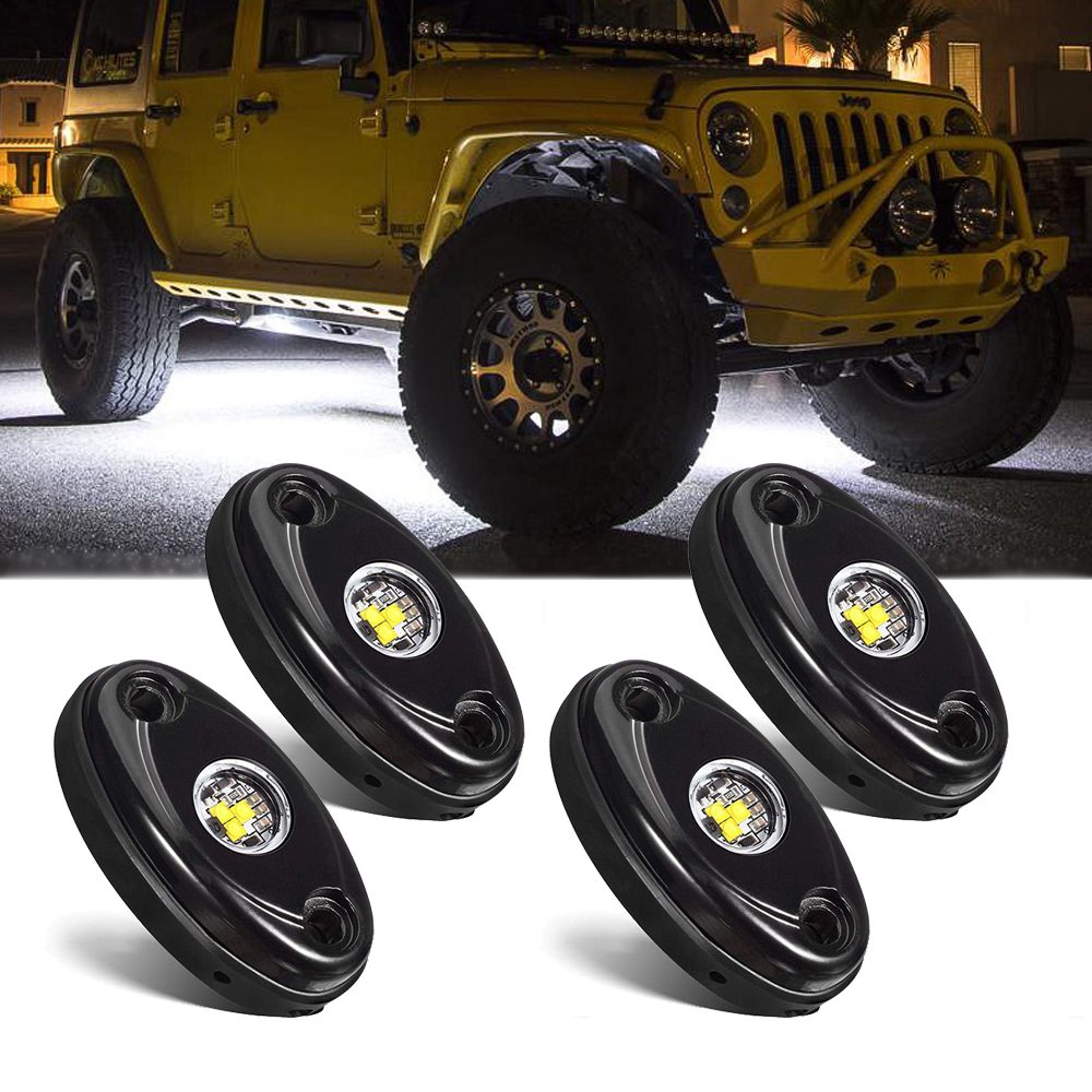 Doxmall 4Pods Pure White LED Rock Lights 6000k with CREE LED Chips for