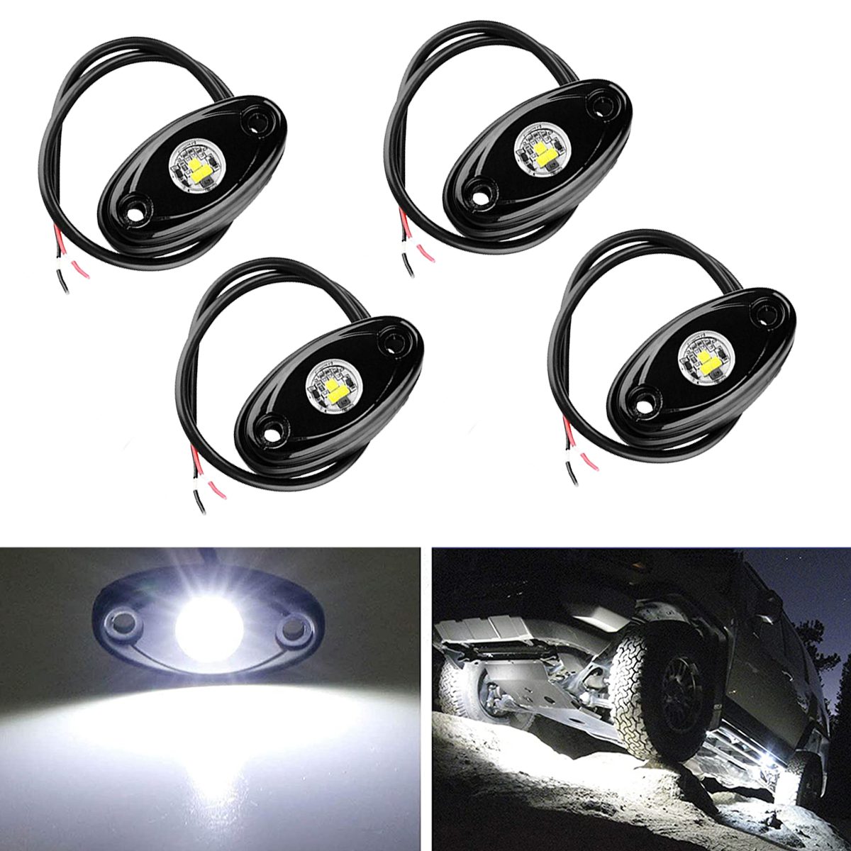 Doxmall 4Pods Pure White LED Rock Lights 6000k with CREE LED Chips for