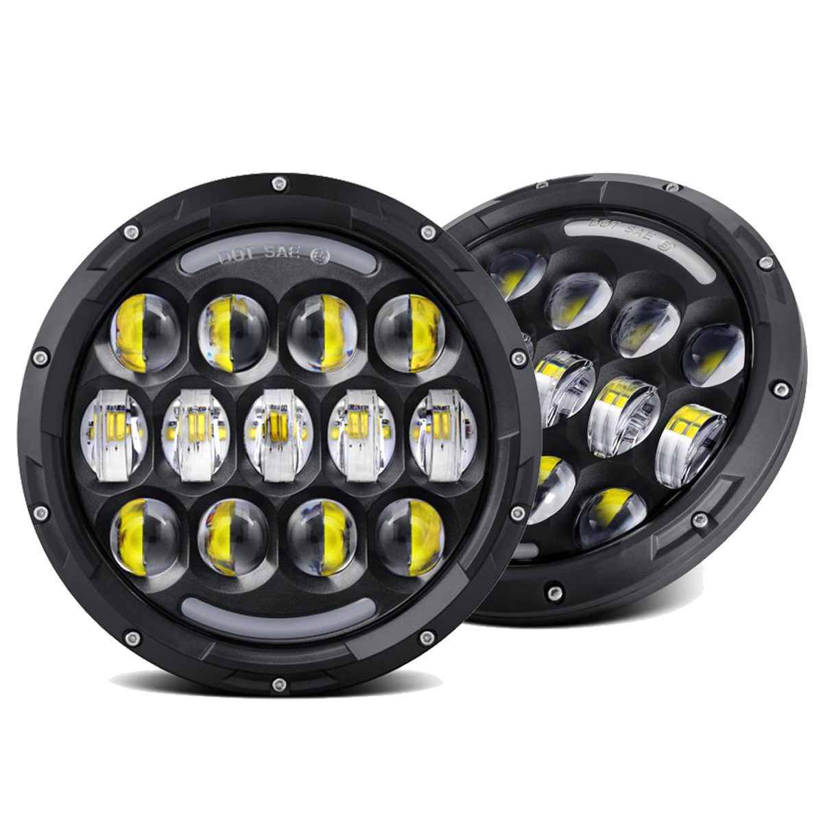 Doxmall 1Pair 7 inch Jeep Headlight with 9 inch Bracket Adapter Kit for