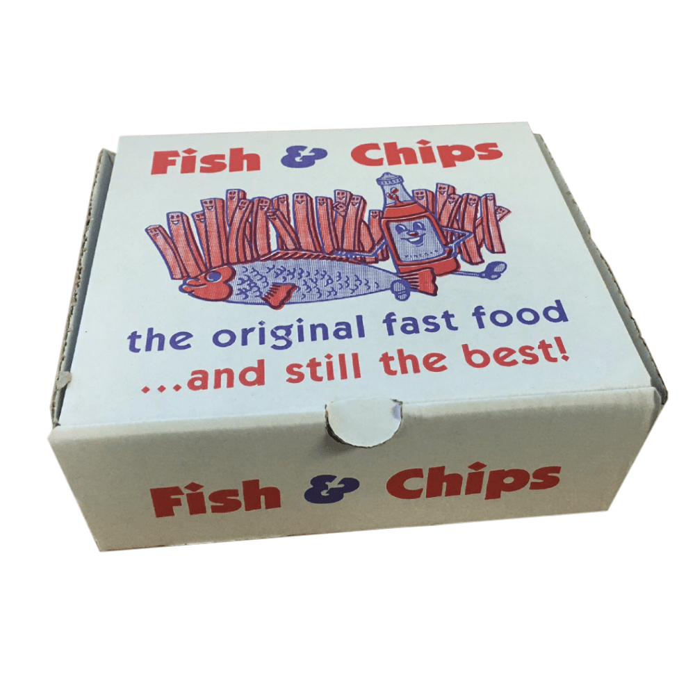 Small Printed Cardboard Fish and Chip Box 100/pack DPA Packaging