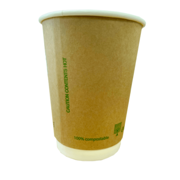 Double Walled Kraft Compostable Cup 12oz 100/pack DPA Packaging
