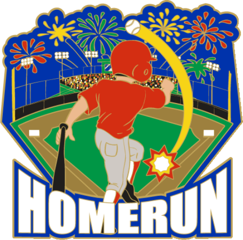 1 1/4" Homerun Baseball Pin DPH Custom Pins