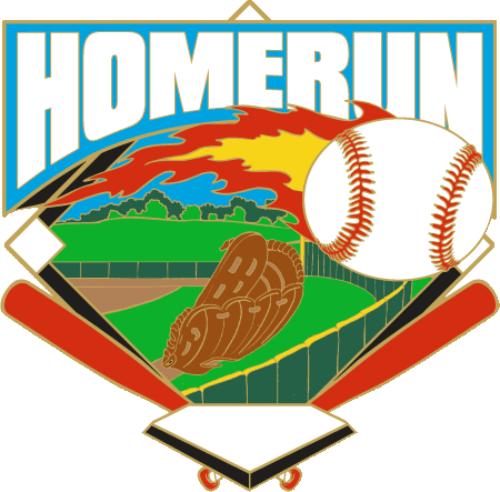1 1/4" Homerun Fireball Baseball Pin DPH Custom Pins