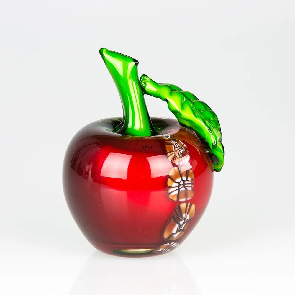 Red Glass Apple, 15cm, Hand Blown Glass Art, No. 4475 DPH Trading