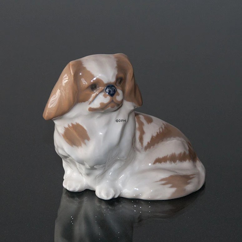 Pekinese dog sitting down, Royal Copenhagen dog figurine