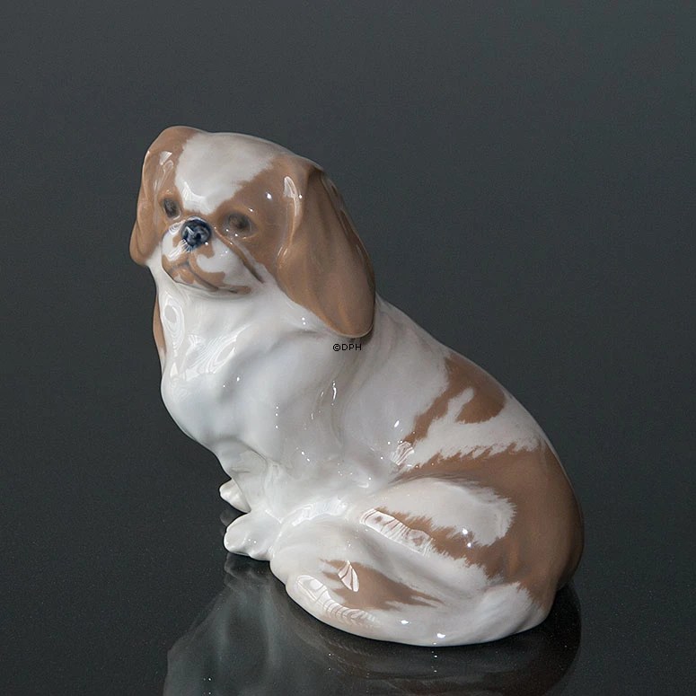 Pekinese dog sitting down, Royal Copenhagen dog figurine
