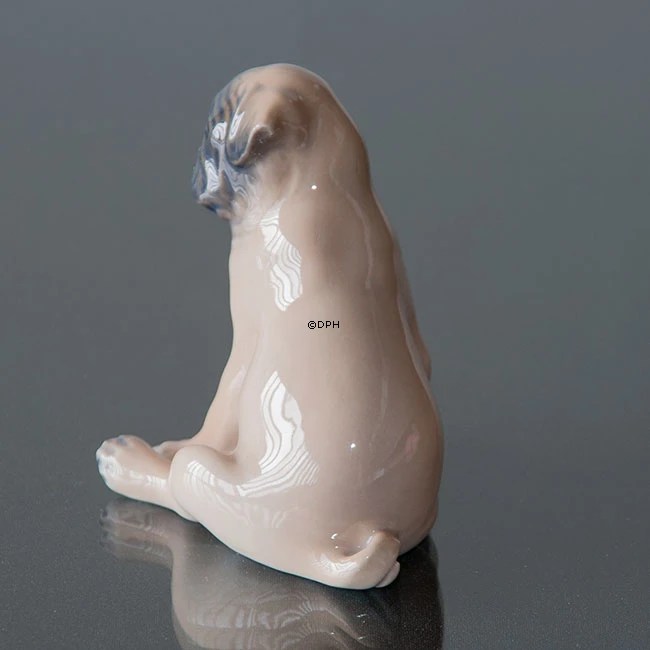 Boxer Puppy sitting, Royal Copenhagen dog figurine No