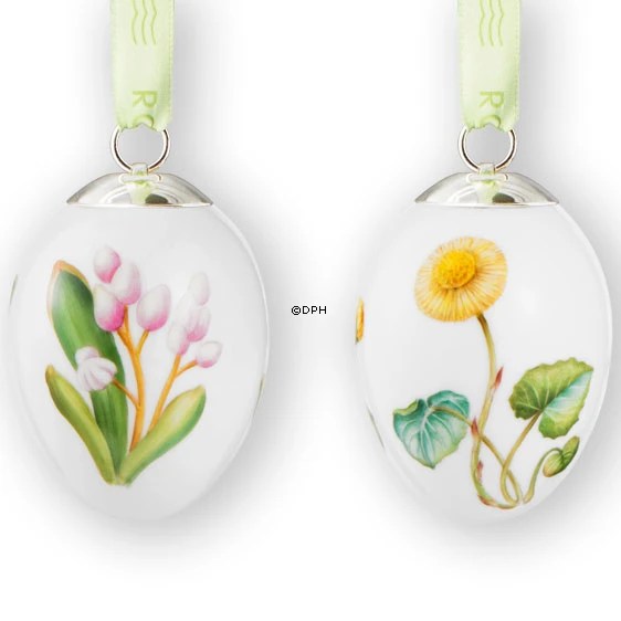 Påskeæg med blomster, følfod og skilla, 2 stk., Royal Copenhagen påskeæg 2014 År 2014 Nr
