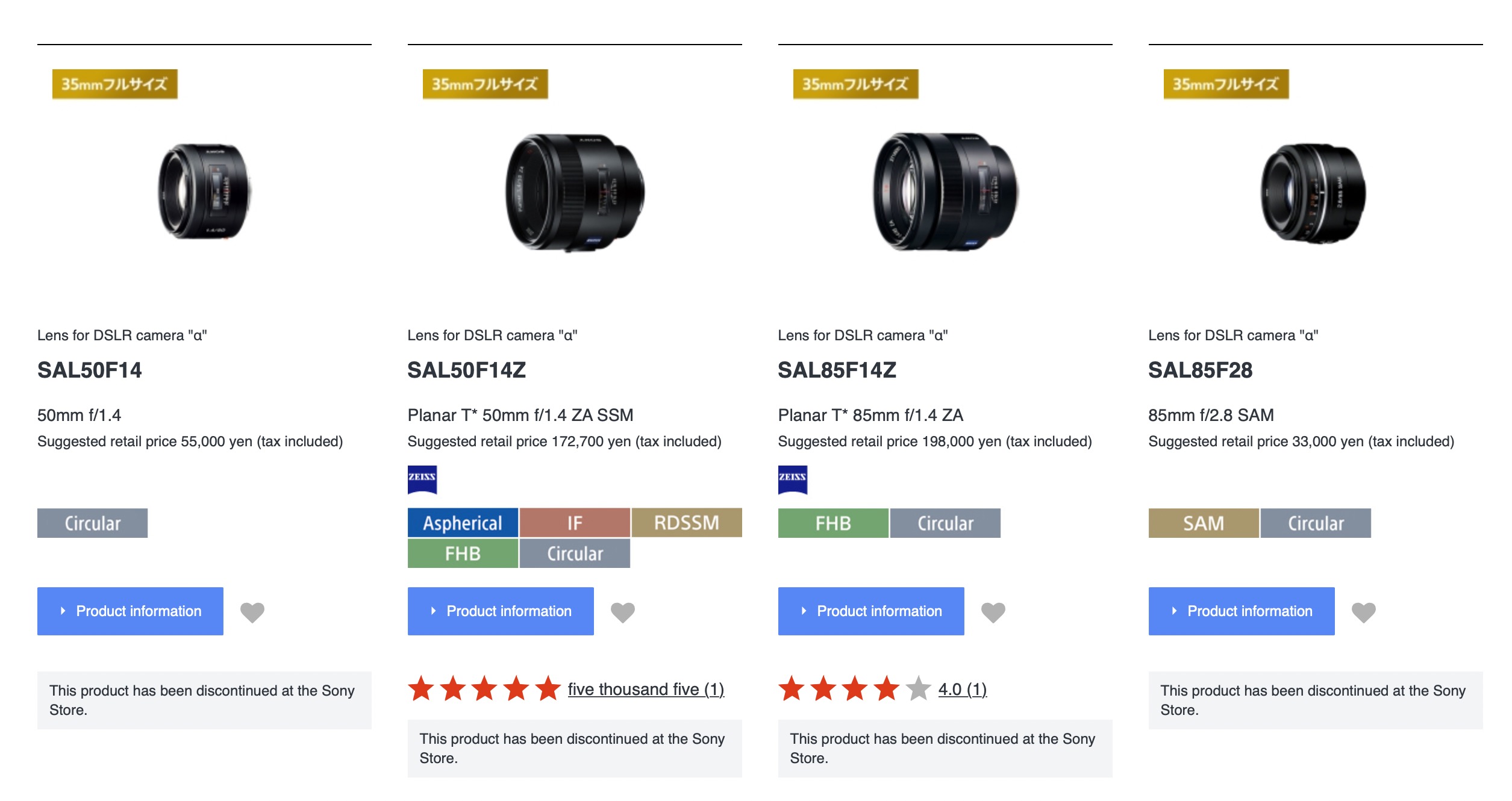 DPreview Sony Nhật listed Amount lenses sẽ dừng sản xuất Diễn đàn GVN