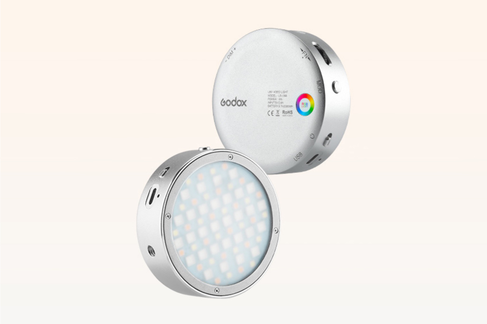 Godox's new R1 and RF1 lights are compact LED discs that look a little