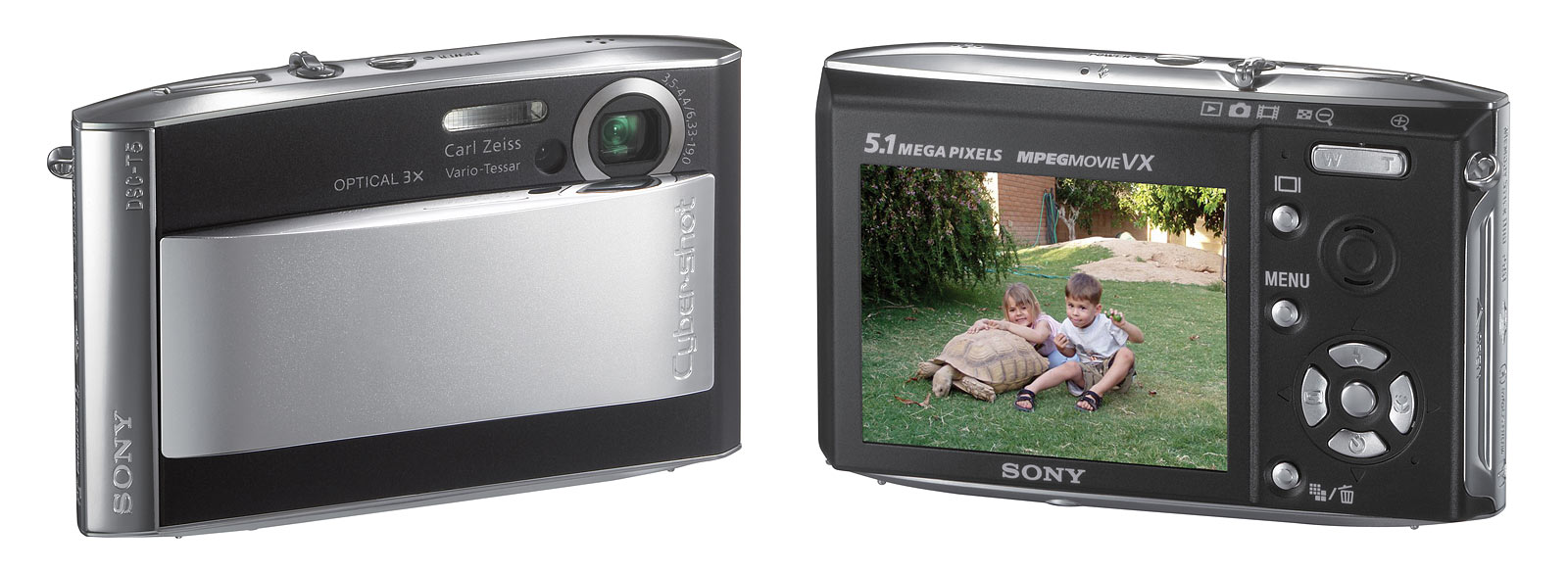 SONY Cybershot DSCT5 5.1MP silver Digital Camera, battery & charger