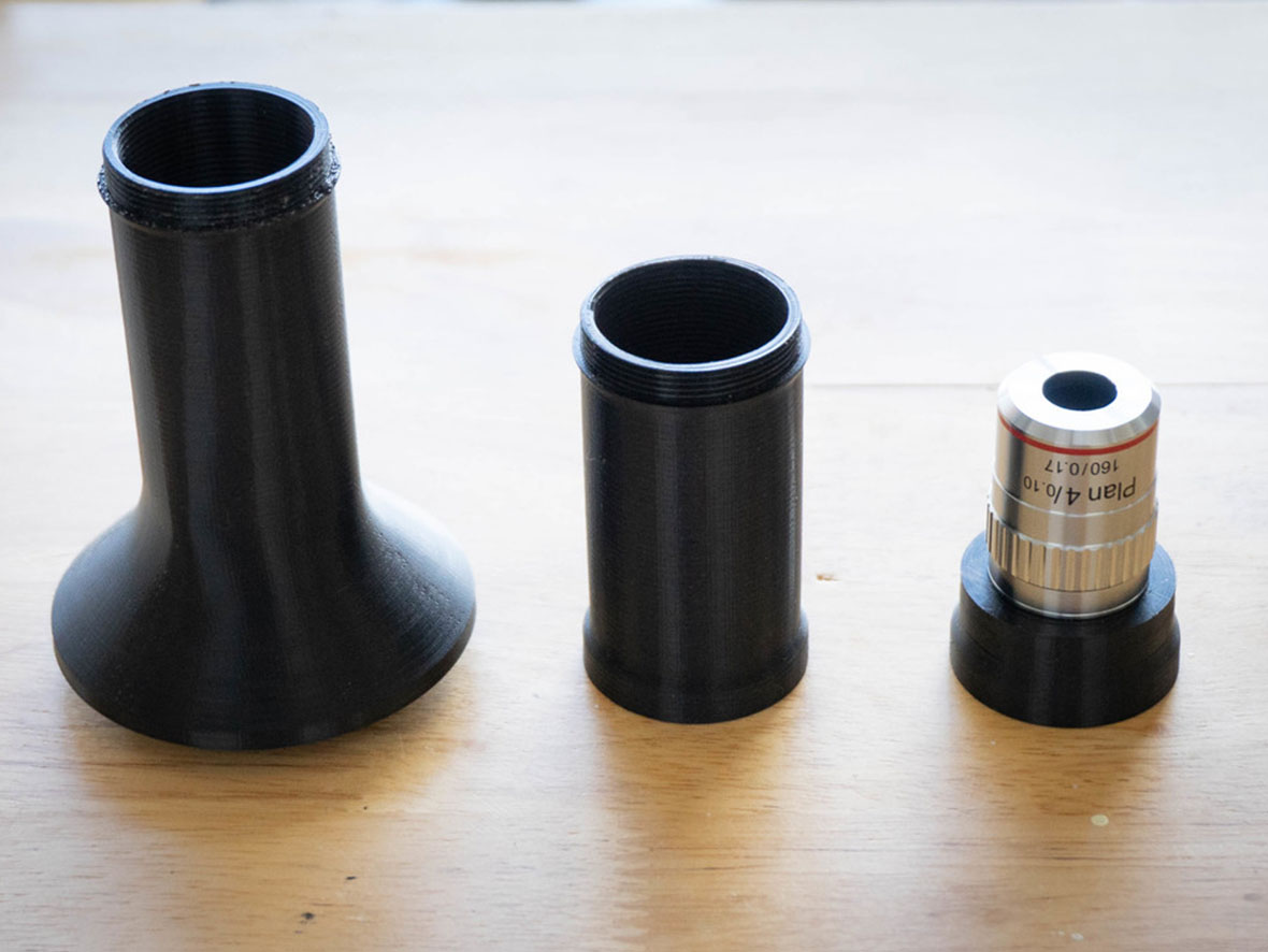 3Dprinted adapter & 4x microscope objective offers impressive macro