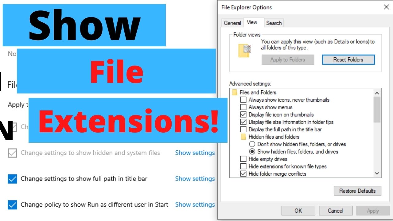show file extensions windows DPS Computing