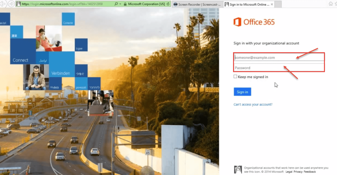 Can't Log into Microsoft Office 365 to activate