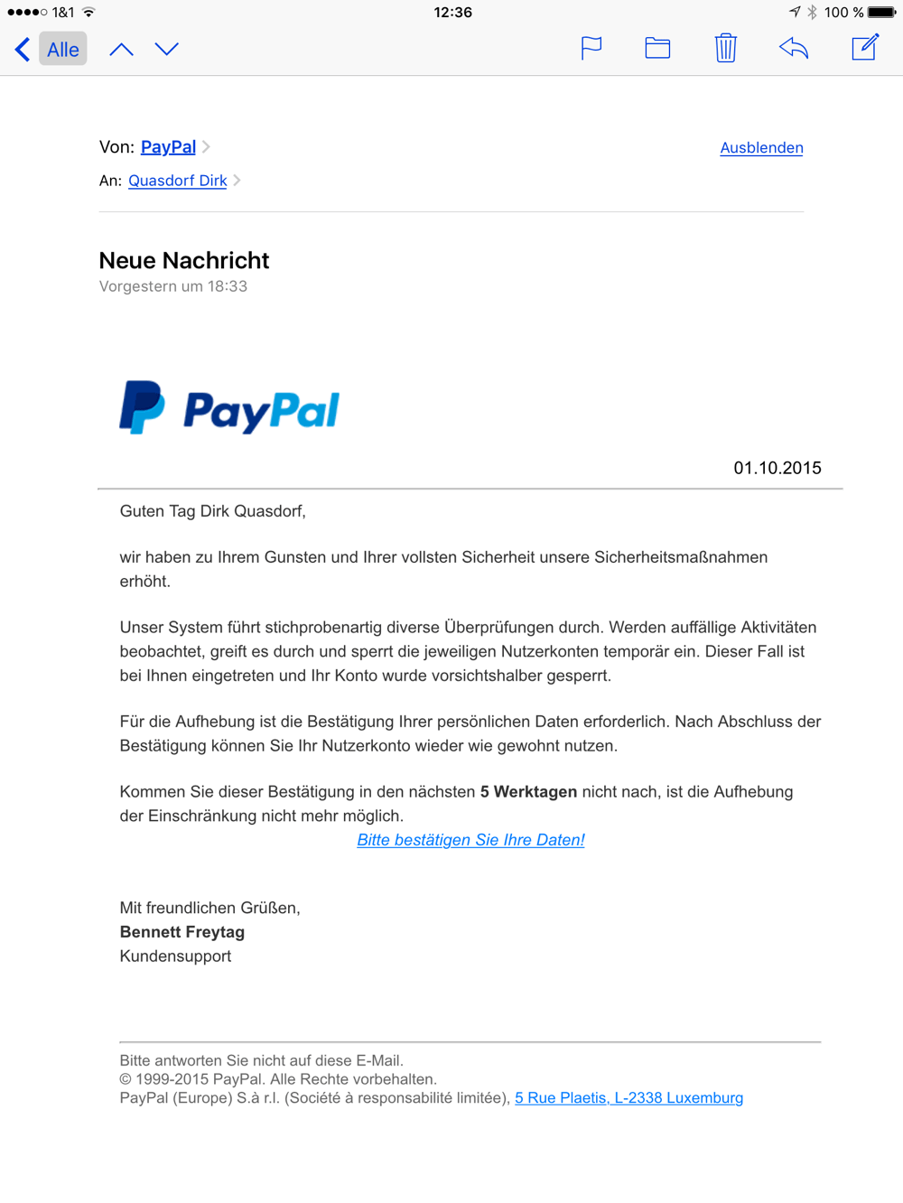 und wieder einmal Paypal DQSoft Dina Quasdorf