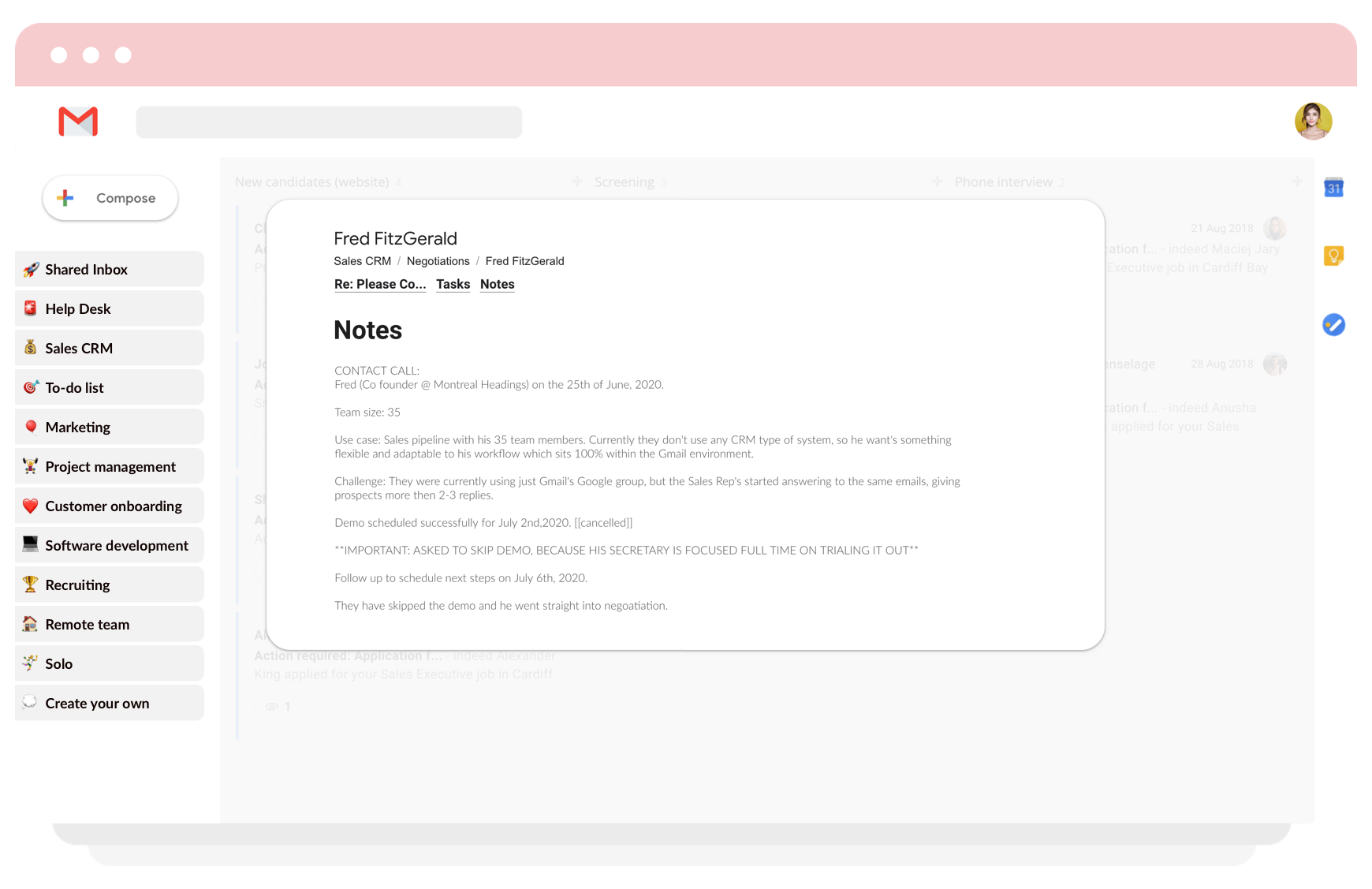 Email Notes in Gmail for Team Collaboration