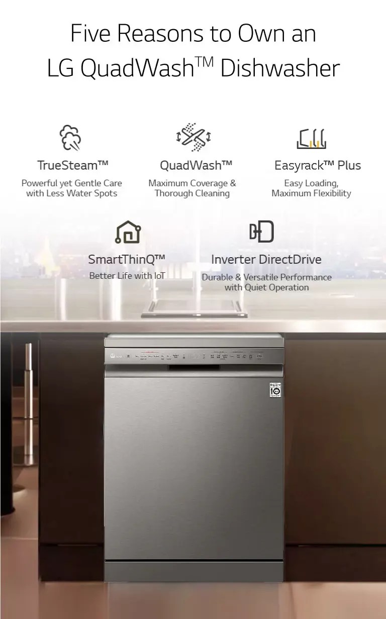LG Dishwasher with TrueSteam™ [Made in Korea] DFB425FP Dragon Electronics