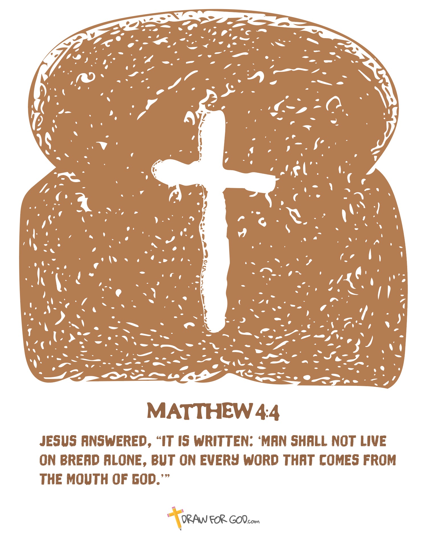Not By Bread Alone Christian Art, Bible Art, Christian Cartoon