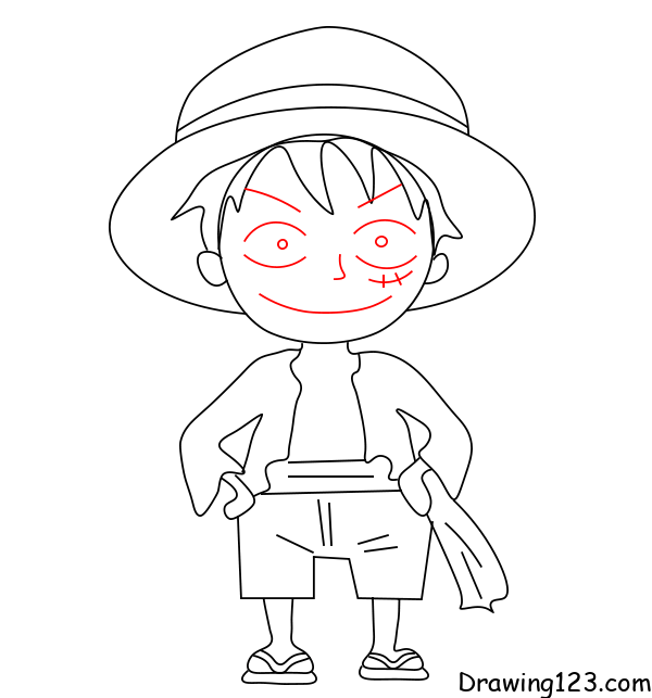 Luffy Drawing Tutorial How to draw Luffy step by step