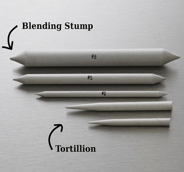 Blending stumps (tortillons) help you smooth out shading and create