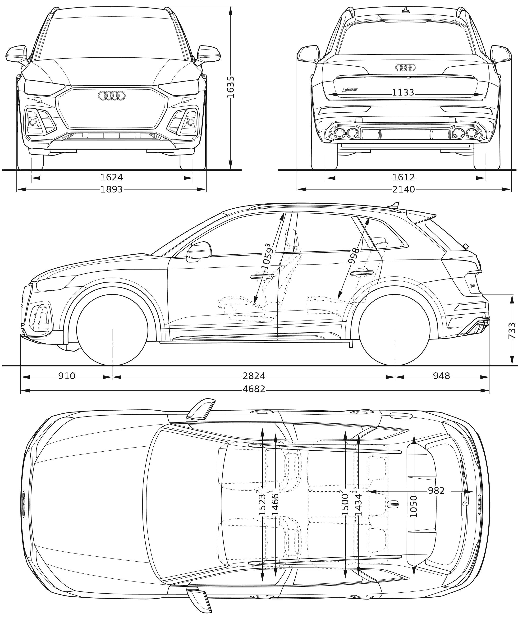 Audi SQ5 TDI 2020 Blueprint Download free blueprint for 3D modeling