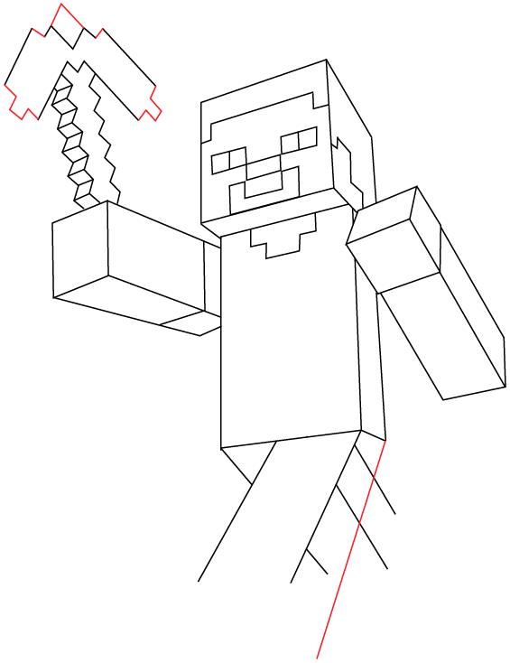 How to Draw Steve with a Pickaxe from Minecraft with Easy